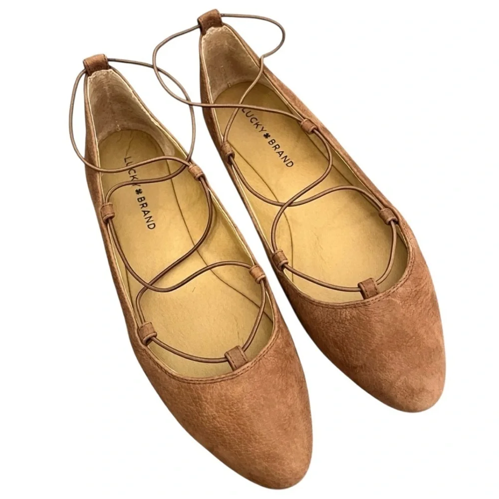 Lucky Brand Women's Aviee Lace-Up Ballet Flats Size 9.5 - Picture 2 of 8